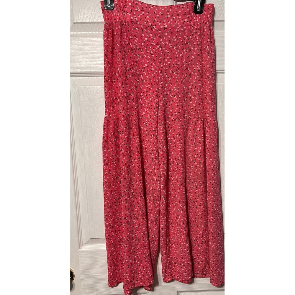 Kendall + Kylie Pink Floral Ditsy Print Wide Leg Tiered Pants Womens Size S